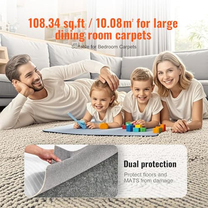 VEVOR 9' x 12' Rug Pad Gripper Without Slip-Resistance - 1/2" Thick Polyester Felt Padding Cushion for Area Carpet Runner Hardwood Floors Living Room - Grey - size: 9' x 12' (Rectangular)