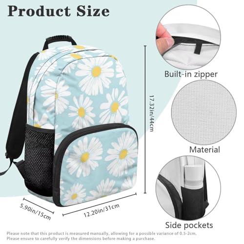 Breathable Comfort School Backpack for Teen Boys & Girls - Daisy Anime Style Print 17 Inch Laptop Backpack with Mesh Back Panel & Padded Shoulder Straps for Heavy Textbook Carrying - color: Daisy Anime Style Print