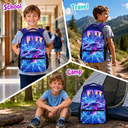 Boys Backpack Kids Schoolbag, Racing Car Bookbag for Kindergarten Primary Elementary Middle Durable Backpacks - color: Light Purple