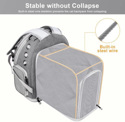 Cat Backpack Carrier, Breathable Bubble Backpack Large Space Cat Carrier Backpack for Kitty Small Dog, Grey - color: Expandable Backpack-Grey