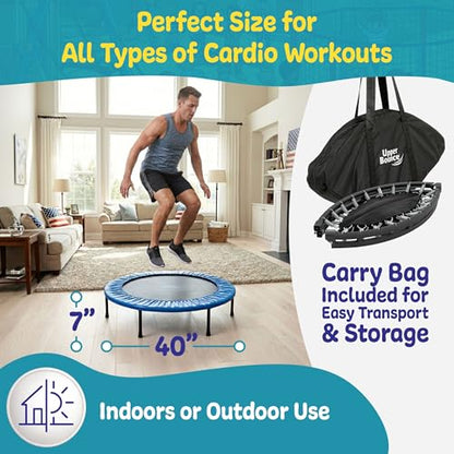 Machrus Upper Bounce Mini Rebounder Trampoline for Adults, Exercise, Indoor Fitness, Foldable Round Jumping Exerciser with Travel Carry Bag, Supports up to 220 lbs - size: 40 Inch