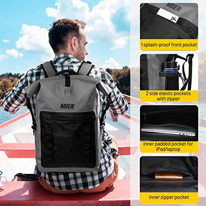 MIER Dry Bag Waterproof Backpack 30L Dry Sack Heavy Duty Roll-Top Closure for Kayaking, Beach, Boating, Swimming, Surfing - color: Dark Gray