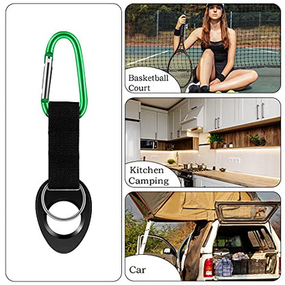 Mimorou 7 Pack Water Bottle Holder Clips, Silicone Bottle Ring Carrier with Aluminum Hooks Portable for Travel, Camping, Cycling & Backpack Accessories
