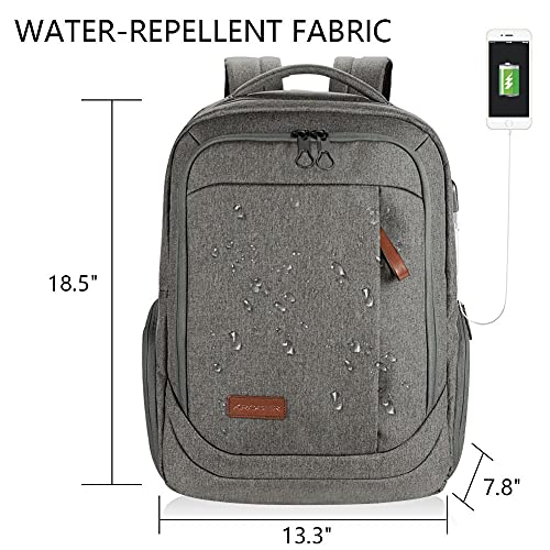 KROSER Laptop Backpack Large Computer Backpack Fits up to 17.3 Inch Laptop with USB Charging Port Water-Repellent Casual Daypack for Travel/Business/College/Women/Men-Grey - color: A-grey-17.3"