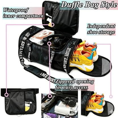 Gym Duffle Bag Backpack with Shoe Compartment,4 ways Travel Backpack for Women and Men,Multi-Functional Weekender bag with Waterproof Layer&Laptop Compartment for Fitness, Travel,Camping - color: Brown