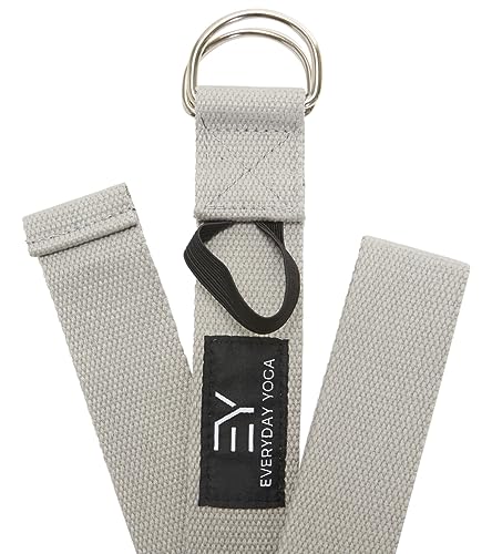 Everyday Yoga Strap with Metal D-Ring - Durable Stretching Strap for Yoga, Pilates, Flexibility & Physical Therapy (6ft, 8ft, 10ft) - color: Slate, size: 6 Foot