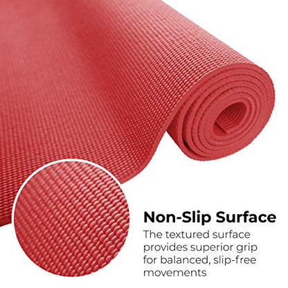 10-Pack Yoga Mat, 68" x 24" Non Slip Exercise Mat, 4mm Thick Gym Mat for Fitness and Stretching, Bulk Non Toxic Yoga Mats for Schools and Studios - color: Red