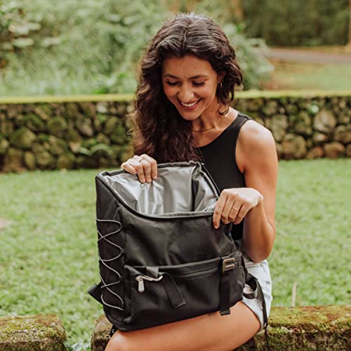 Picnic TIME OTG Traverse Backpack Cooler, Modern Backpack Cooler with 28-Can Capacity, Fully Insulated Outdoor Bag with Water Resistant Interior, Pockets, Straps, and Bottle Opener, (Black) - color: Black