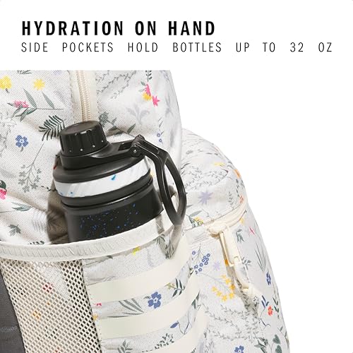 adidas Classic 3-Stripe Backpack for Laptop, School and Travel, 28L - color: Meadow Floral Wonder White/Wonder White/5.0