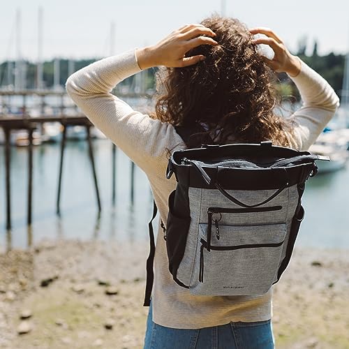 Sherpani Soleil, Anti Theft Convertible Backpack, 3 in 1 Tote, Crossbody Purse, 18L Travel Bag, Fits 13” Laptop (Sterling Lite) - color: Sterling - Lite