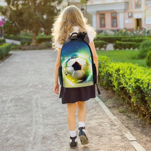 Football Green Backpack, Durable Polyester Daypack with Laptop Compartment, Reinforced Bottom, Adjustable Shoulder Straps And Multi Pockets for Travel And Daily Use - color: Football Green