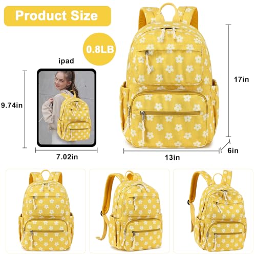 Bluboon Backpack for Girls Kids Preschool Backpack with Lunch Box Kindergarten Bookbag Toddler School Bags Set - color: Yellow Floral 95