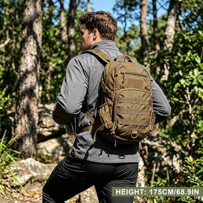 Mardingtop Small Tactical Backpack,Molle Hiking Backpack for Backpacking,Cycling and Biking,15L/25L Backpack - color: Khaki, size: 15L