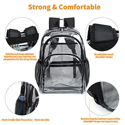 Clear Backpack, Clear Bag Stadium Large See Through Bookbag Heavy Duty PVC Transparent Backpacks for School - color: Gray-1pack