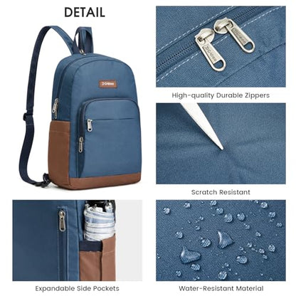 G4Free Small RFlD Crossbody Backpack Convertible Lightweight Mini Sling Bag for Women Men for Travel & Hiking, Blue & Brown - color: Blue and Brown