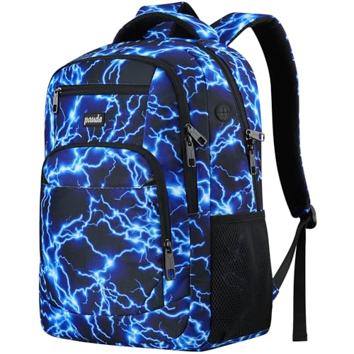 Paude Backpack for Men,15.6 Inch College Backpack School Bookbag for Teens,Laptop Bookbag with USB Port and Headphone Hole - color: Lightning, size: 15.6 inch
