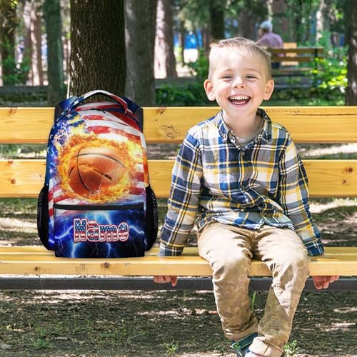 UNIKITTY Backpack for School, Basketball Backpack for Boys - Personalized Basketball Bookbag - 17 Inch Custom Kids Schoolbag with Name - Back to School Gifts - color: Color-4