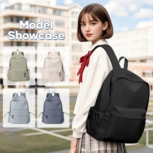 Black School Backpack For Girls Boys High Middle school college Backpack Bookbag Cute Aesthetic Backpacks Lightweight Bag Waterproof Work Gym Casual Daypack Backpacks For Men Women - color: A-black