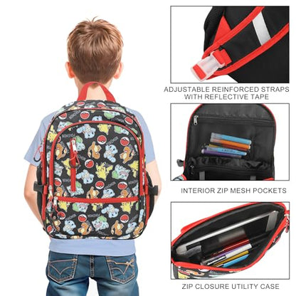 Bioworld Pokemon Starters & Pokeballs All-Over Print 16" Backpack & Lunch Kit Value Set - color: ['Pokémon Starters & Pokéballs']