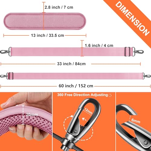 ZINZ 60 Inch Shoulder Strap with Removable Ultra-Thick Pad, Adjustable Buckles Shoulder Crossbody Strap for Luggage Bag - color: Pink