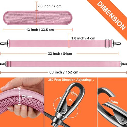ZINZ 60 Inch Shoulder Strap with Removable Ultra-Thick Pad, Adjustable Buckles Shoulder Crossbody Strap for Luggage Bag - color: Pink