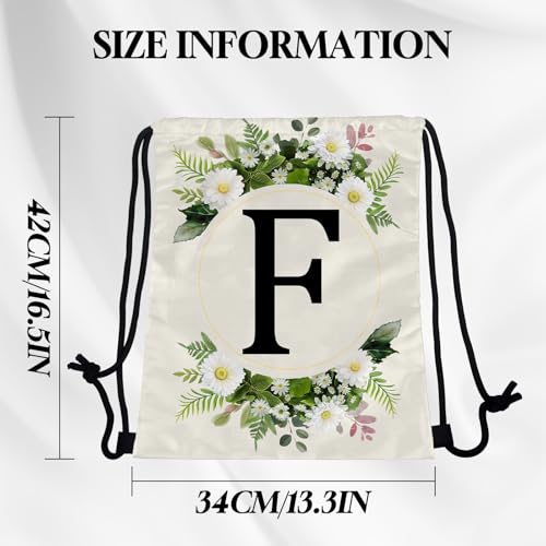 Initial Letter Drawstring Backpack String Sports Gym Bags Waterproof Sackpack Cute for Men Women Beach (13"×17") (Letter-F) - color: Letter-f