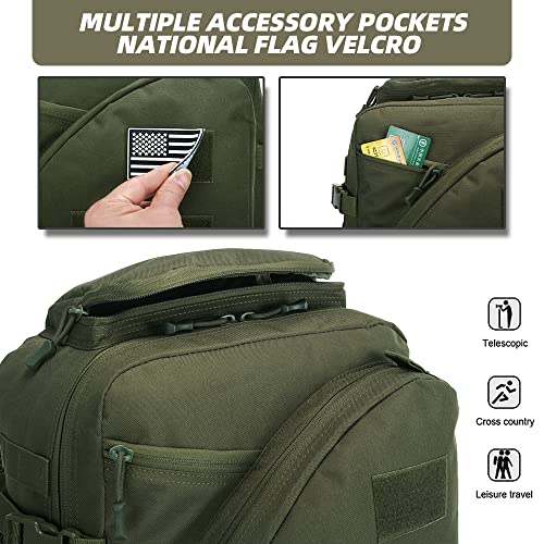 Lovelinks21 Hiking Trekking Rucksack Military Hiking Backpack 3 Day Molle Assault Pack Waterproof EDC Bag for Outdoor - color: Green