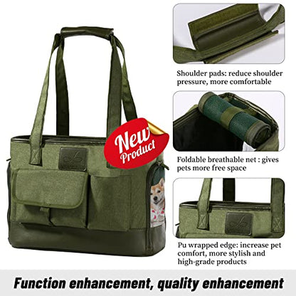 Dog Carrier, Cat Carrier, Pet Carrier, Foldable Waterproof Premium Oxford Cloth Dog Purse, Portable Bag Carrier for Small to Medium Cat and Small Dog - color: Green
