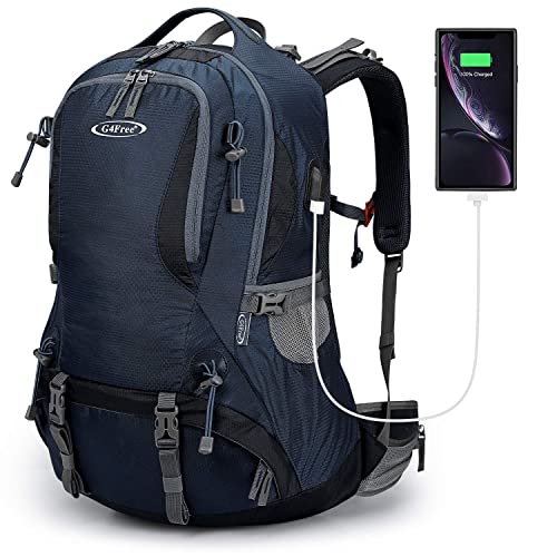 G4Free 50L Hiking Backpack Waterproof Daypack Outdoor Camping Climbing Backpack with Rain Cover for Men Women(Dark Blue) - color: Dark Blue