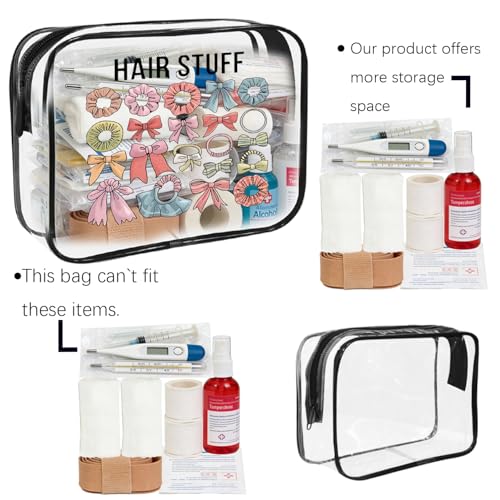 Clear Toiletry Bag, 2 Pack TSA Approved Travel Toiletry Bag Carry on Travel Accessories Bag for Women Men, Carry on Airport Airline Cosmetic Bag - color: Hair stuff-1-2pc