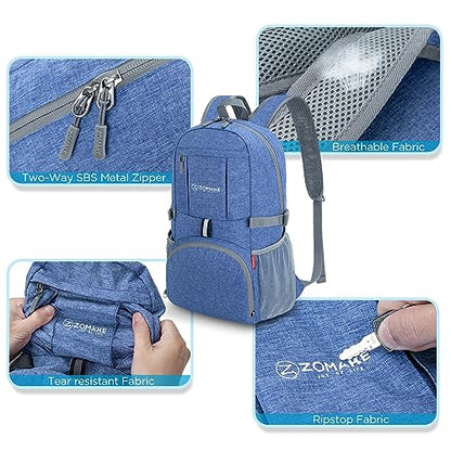 ZOMAKE Ultra Lightweight Packable Backpack 25L,Small Foldable Backpacks Hiking Water Resistant Collapsible Daypack for Women Men(Dark Blue-C1) - color: Dark Blue-c1, size: 25L