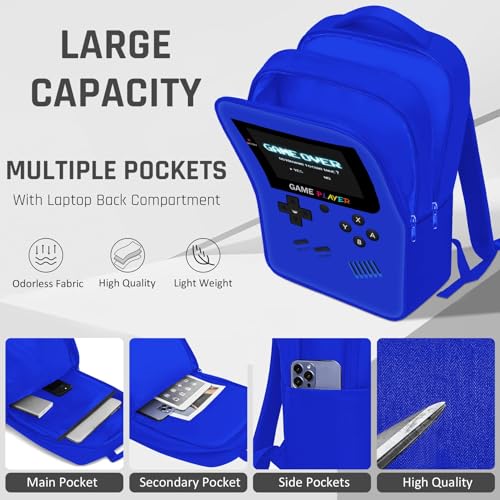 Gamer Backpack for Boys,School Boys Backpack for Kids Children Teens Elementary Middle High School,17" Large Capacity Student Bookbag & Multifunctional Video Game Travel Bag - color: Blue-backpack Only