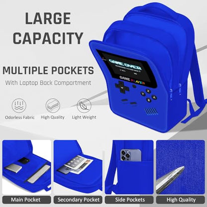 Gamer Backpack for Boys,School Boys Backpack for Kids Children Teens Elementary Middle High School,17" Large Capacity Student Bookbag & Multifunctional Video Game Travel Bag - color: Blue-backpack Only