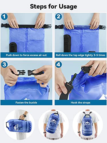 HEETA Dry Bag Waterproof Backpack with Phone Case 5L/10L/20L/30L/40L - color: Bluish Violet, size: 40L