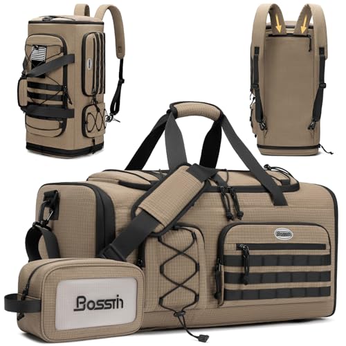 BOSSTIN Gym Bag for Men & Women, 45L-50L Expandable Sports Duffle Bag - color: Khaki Checkered