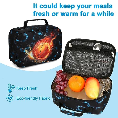 LEDAOU Lunch Box Kids Insulated Lunch Bag Boys Girls Toddler Reusable Lunchbox for School Picnic Hiking - color: Blue Soccer