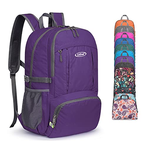 G4Free 40L Lightweight Packable Hiking Backpack, Waterproof Travel Daypack - color: Purple
