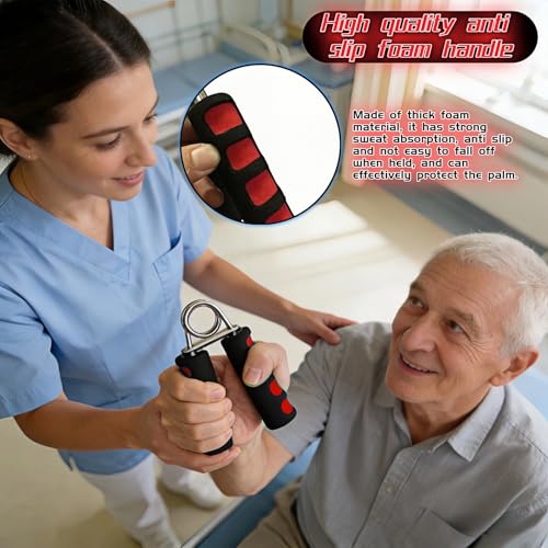 Hand Grip Strengthener Set, Carbon steel wire+thickened foam Hand Exerciser for Wrist Forearm and Finger Strength Training, 2 Pack - color: Red