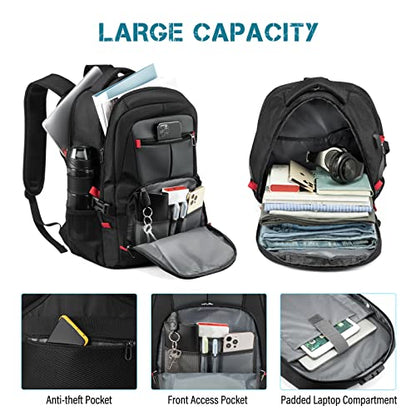 LOVEVOOK 17 inch Travel Laptop Backpack, DarkGrey, Waterproof, Anti-Theft with Lock, USB Charging Port, Large Capacity, Multi-Purpose - color: Darkgrey, size: 17 inch
