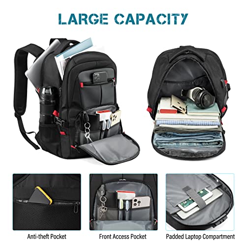 LOVEVOOK 17 inch Travel Laptop Backpack, DarkGrey, Waterproof, Anti-Theft with Lock, USB Charging Port, Large Capacity, Multi-Purpose - color: Darkgrey, size: 17 inch
