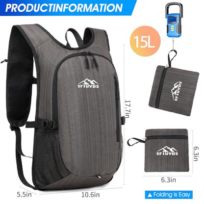 Small Hiking Backpack, 15L Lightweight Travel Backpack with Phone Pocket, Hiking Daypack for Women Men(Oxford, Brown) - color: Oxford Brown