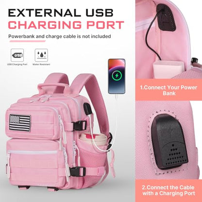 Boomistry 15L Mini Tactical Backpack Small Tactical Backpack for Women, Military Backpack for Gym, Hiking, Daily (Pink-15L) - color: Pink-15l