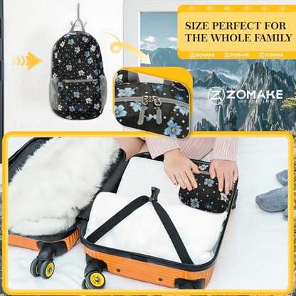 ZOMAKE Ultra Lightweight Hiking Backpack 20L, Packable Small Backpacks Water Resistant Daypack for Women Men(Black,White Polka Dot Floral) - color: Black,white Polka Dot Floral