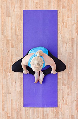 YogaAccessories 1/4" Thick High Density Deluxe Non Slip Exercise Pilates & Yoga Mat - color: Dark Purple