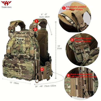 YAY YAKEDA Quick Release Tactical Laser-Cutting Vest Multicam Lightweight Vest - color: Mc