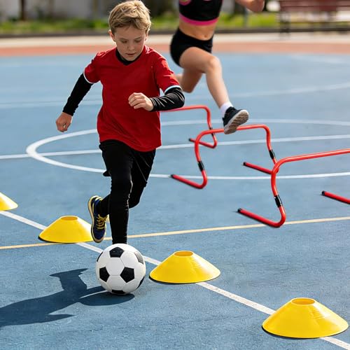 Agility Hurdles,9"-12.6" Adjustable Speed Training Hurdles for Football, Basketball, Soccer Hurdles Training Equipment Set of 6 Cones Set - color: Orange 10 Pack