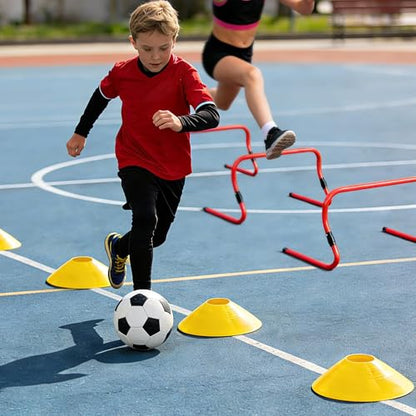 Agility Hurdles,9"-12.6" Adjustable Speed Training Hurdles for Football, Basketball, Soccer Hurdles Training Equipment Set of 6 Cones Set - color: Orange 10 Pack