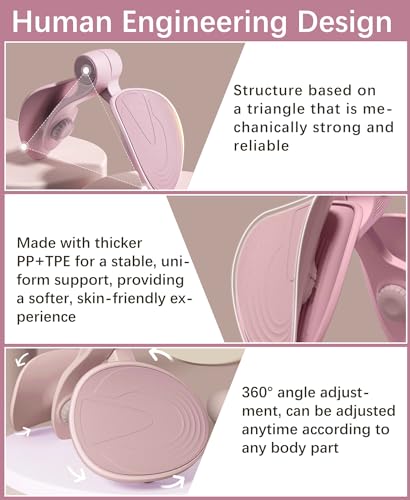 Pelvic Floor Exercise Device Available in 35 lb and 49 lb Resistance, Kegel and Inner Thigh Muscle Trainer, Home Workout Equipment for Postpartum Recovery, Women and Men, with Band - color: Pink