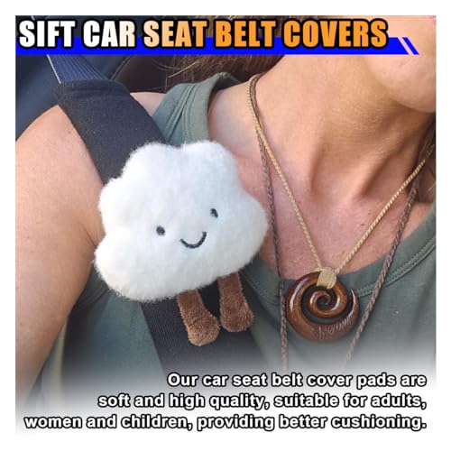 Fluffy Cloud Car Seat Belt Pads - Cute Seat Belt Covers for More Comfortable Driving - Safety Seatbelt Shoulder Strap Cushion Protect Shoulder and Neck - Backpack Shoulder Pad for Kids Adults (2PCS) - size: 2PCS