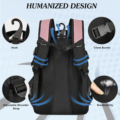 LARIPOP Basketball Backpack Large Basketball Bag with Ball Holder & Shoe Compartment for Adults Men Women - color: Flesh Pink